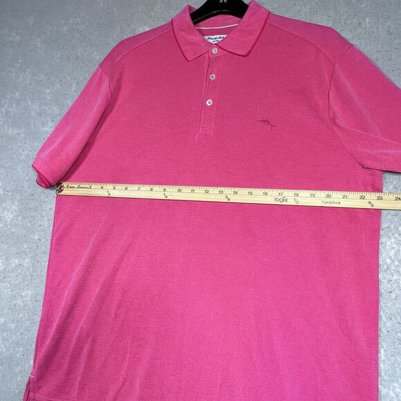 Tommy Bahama Polo Shirt Islandzone Supima Men Size Large L Pink Short Sleeve - Picture 8 of 12